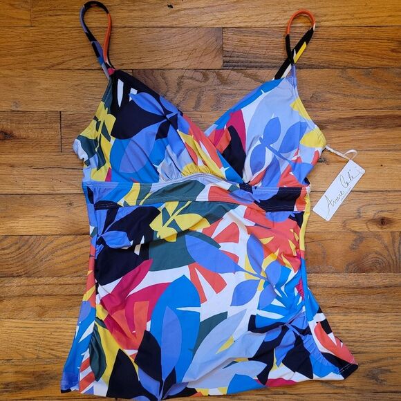 Anne Cole Women's Underwire Tankini Top Coloful Leaf Print Size 32C / 34B - Picture 9 of 12